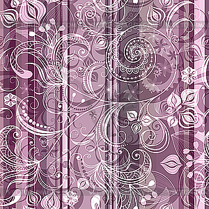 Striped pink floral pattern - vector clip art