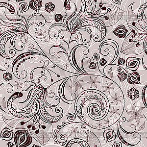 Seamless brown floral pattern - vector clip art