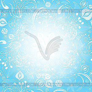 Gentle blue easter floral frame - vector clipart