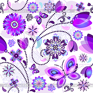 Бесшовный весенний цветочный узор - цветной векторный клипарт