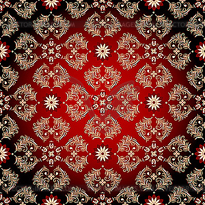 Seamless red-black-yellow vintage pattern - vector EPS clipart