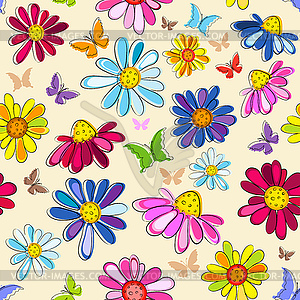 Effortless pink floral pattern - vector EPS clipart