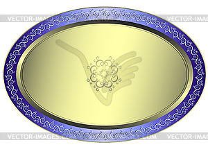 Silvery oval plate - vector image