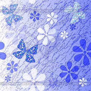 White and blue floral pattern - vector image