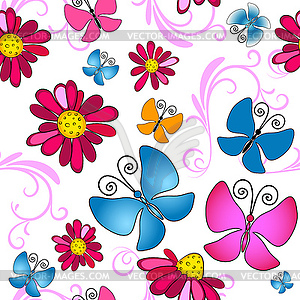 Floral seamless white pattern - vector clip art