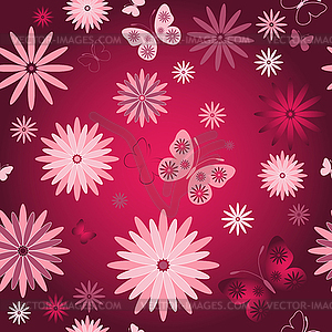 Red seamless floral wallpaper - vector EPS clipart