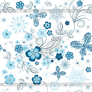 Repeating winter floral pattern - vector image