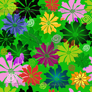 Green floral seamless pattern - vector clipart
