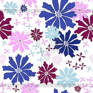 Floral seamless white pattern - color vector clipart