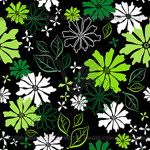 Floral seamless dark pattern - vector clipart