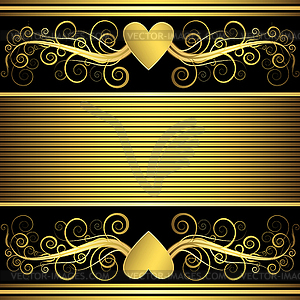 Valentine black and golden frame - vector image
