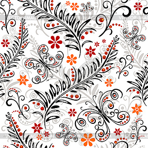 White seamless floral pattern - vector clip art