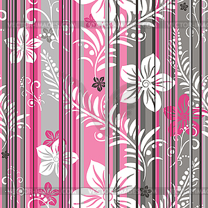 Seamless floral striped pattern - vector clipart