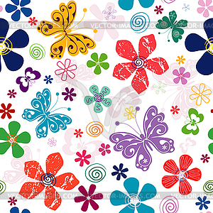 Spring seamless white floral pattern - vector clipart