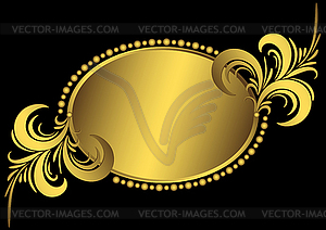 Овальная золотая винтажная рамка - векторный эскиз