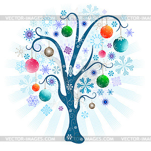 Christmas tree with balls - vector clip art