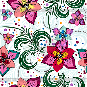 Floral vivid seamless pattern - vector clipart