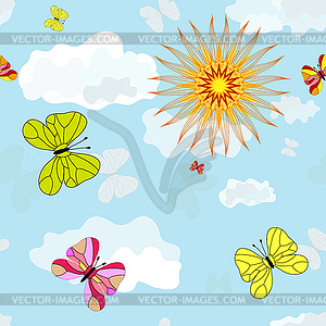 Spring seamless blue wallpaper - vector clipart