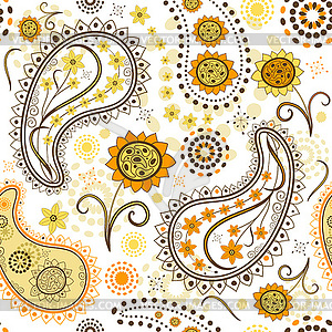 Effortless floral pattern with sunflowers - vector clip art