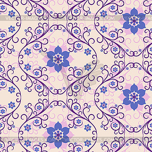 Seamless pink-blue floral pattern - vector clipart