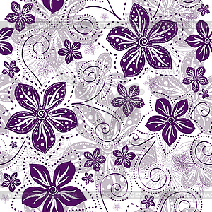 Seamless white-violet floral pattern - vector image