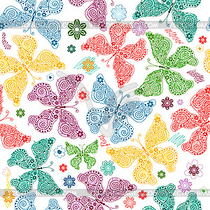 Seamless pattern with butterflies - vector clipart