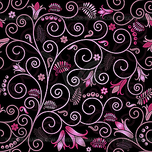 Black floral seamless pattern - vector image