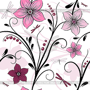 White seamless floral pattern - vector image