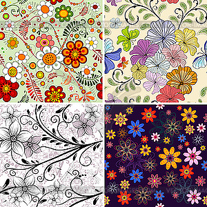 Set seamless floral pattern - vector image