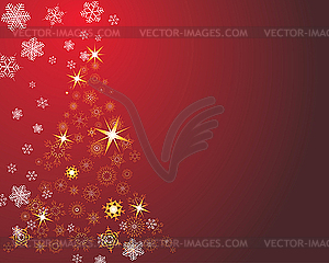 Red christmas card with fir tree - vector clipart