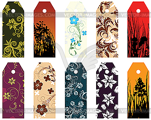 Floral tags - vector image