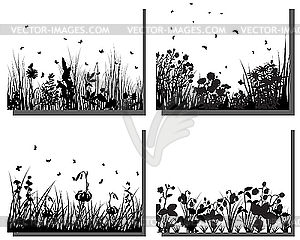 Grass silhouettes set - vector image