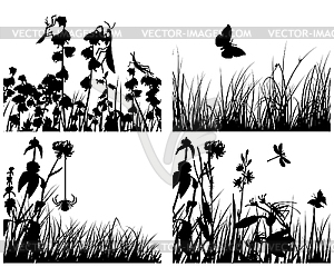 Set of grass silhouettes - vector image