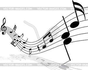 Фон из музыкальных нот - графика в векторном формате