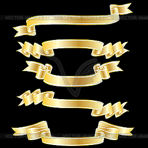 Золотые ленты - иллюстрация в векторном формате