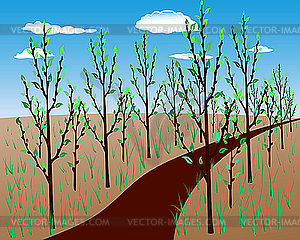 Spring landscape - vector clipart