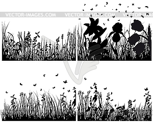 Set of grass silhouettes - vector clip art