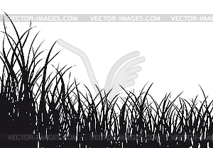 Meadow silhouettes - white & black vector clipart