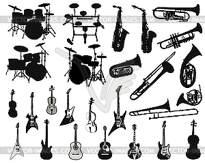 Set of musical instruments - vector clip art