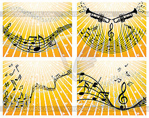 Set of designs with music notes - vector clipart