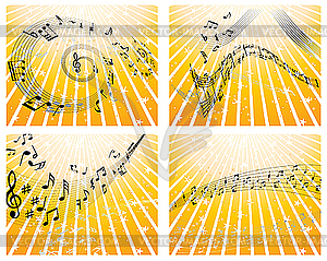 Set of designs with music notes - vector clipart