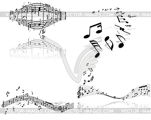 Set of designs with music notes - vector clip art