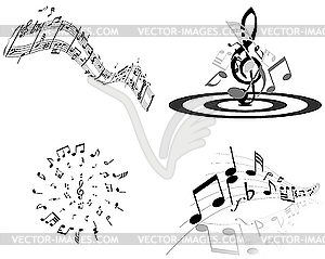 Set of designs with music notes - vector image