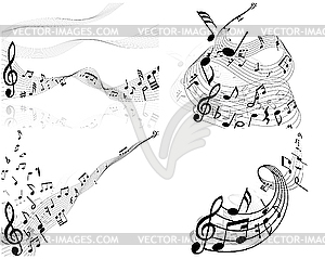 Set of designs with music notes - vector clipart