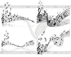 Набор дизайнов с музыкальными нотами - векторное изображение клипарта