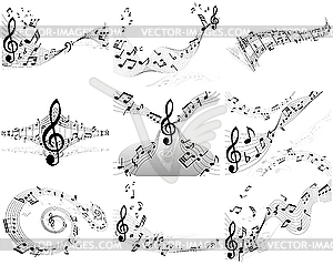 Set of designs with music notes - vector clip art