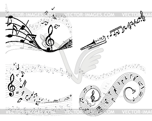 Set of designs with music notes - vector image