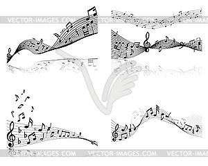 Set of designs with music notes - vector clipart