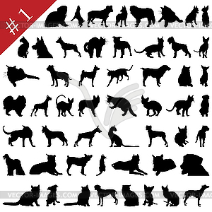 Pets silhouettes - vector clipart