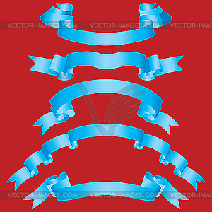 Set of blue ribbons - vector image